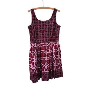 Just Taylor Women’s Size 12 Pink Purple Navy Dress Sleeveless Knee Length